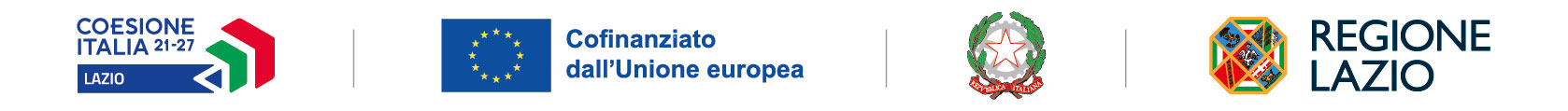 Coesione Italia 21-27 Lazio, Cofinanziato dall'Unione europea, Repubblica Italiana, Regione Lazio